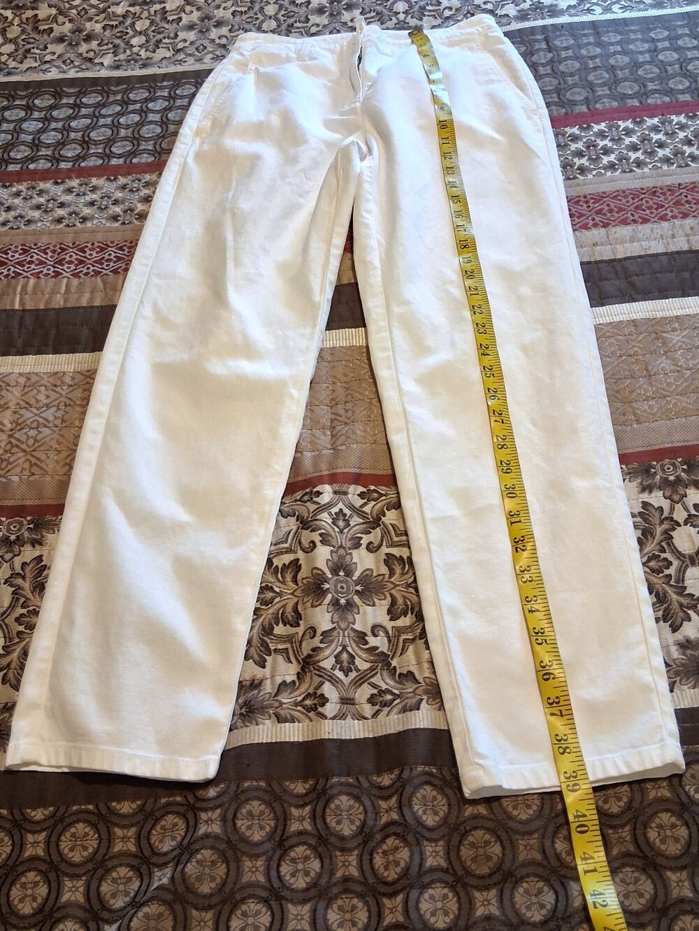 Eileen Fisher White Organic Cotton Blend Pant Classic Tapered High Rise Sz4 - Picture 7 of 16